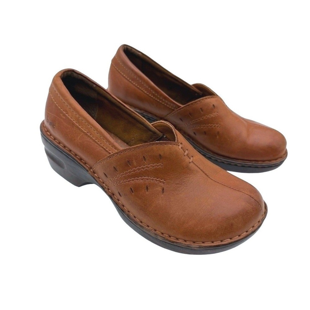 b.ø.c. BØRN Womens Brown Leather Slip On Clog Shoes Boho Comfort Rustic Size 8M